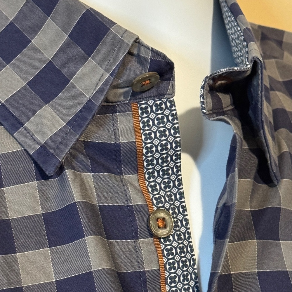 Ted Baker London Navy Checkered Button Down Shirt - Picture 5 of 11
